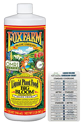 Fox Farm Fertilizer Soil Liquid Nutrient: Big Bloom + Twin Canaries Chart (32 oz Bottle)