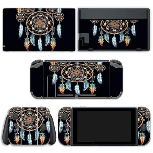 AoHanan Dream Catcher Feathers Switch Skin Wrap Vinyl Decal Sticker Full Set Compatible with Game Switch Standard