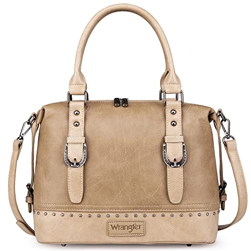 Wrangler Doctor Bag Top Handle Purse Hobo Shoulder Satchel Handbags Crossbody Bag with Crazy Horse Grain Leather for Women WG48-S5110KH