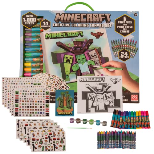 Innovative Designs Minecraft Creative Coloring Canvas Painting and Activity Set for Kids, 1000+ pcs