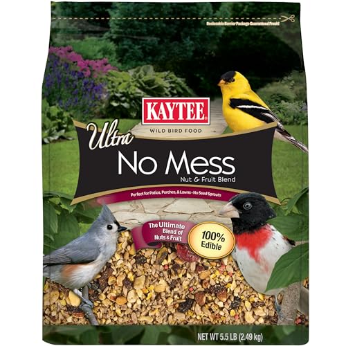 Kaytee Wild Bird Ultra No Mess Nut & Fruit Food Seed Blend For Blue Jays, Woodpeckers, Juncos, Cardinals, Grosbeaks, Sparrows, and Finches, 5.5 Pound