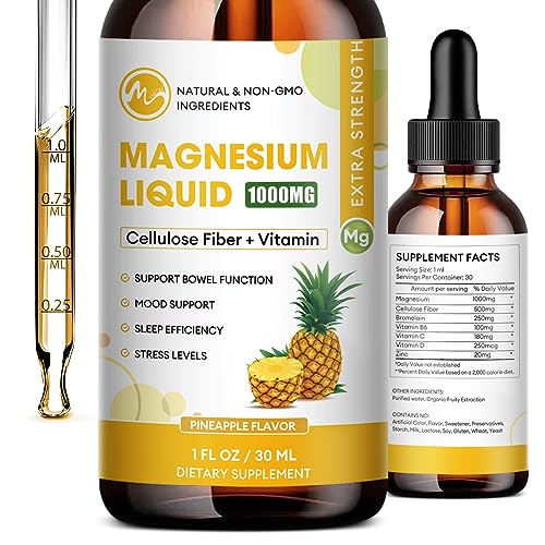 Magnesium Glycinate Supplement,Magnesium Liquid Drops with Magnesium Glycinate Fiber Bromelain Vitamin B,C,D - Promotes Nerve, Bowel, Relaxation Function