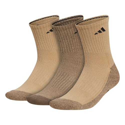 adidas Men's Cushioned X 3 Mid-Crew Socks (3-Pair), Beige Tone/Blanch Cargo/Black, Large