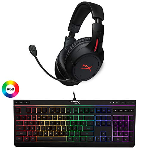 HyperX Cloud Flight - Wireless Gaming Headset - 30 Hour Battery Life - Immersive In Game Audio and HyperX Alloy Core RGB - Gaming Keyboard - Quiet and Responsive - 5-Zoned RGB Backlit Keys