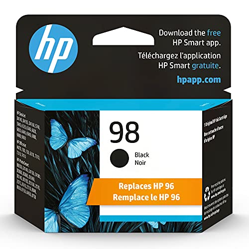 HP 98 Black Ink Cartridge | Works with HP DeskJet D4100, 5000, 6000, 9800; OfficeJet H470, 100, 6310, 7000; PhotoSmart B8350, C4100, D5000, 2000, 8000 Series | C9364WN