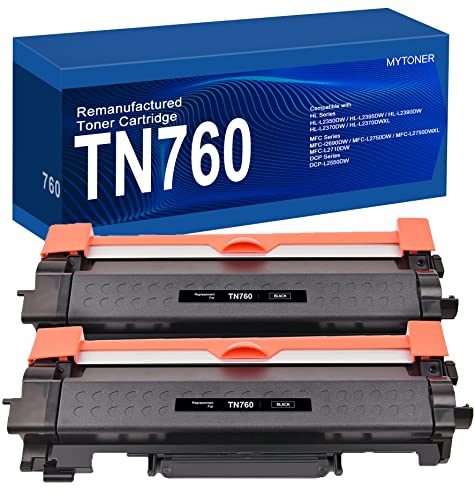 MYTONER TN760 TN-730 Toner Cartridge for Brother Printer Replacement for TN-730 TN-760 Brother Toner Cartridge Black TN730 High Yield MFC-L2690DW MFC-L2710DW MFC-L2717DW HL-L2350DW HL-L2395DW,2-Pack