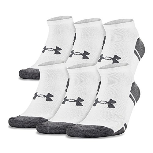 Under Armour Adult Resistor 3.0 No Show Socks, Multipairs , White/Graphite (6-Pairs) , Large