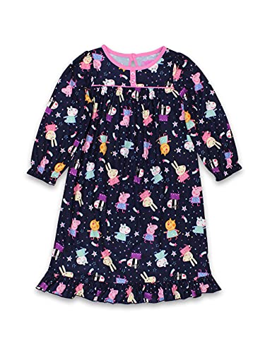 Peppa Pig Girls Toddler Flannel Granny Gown Nightgown (3T, Navy)