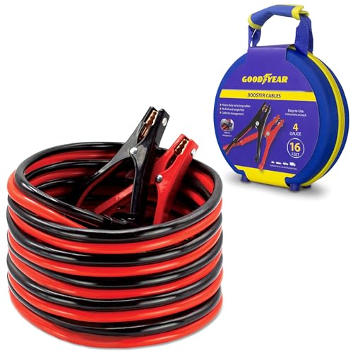 GOODYEAR – ULTRA RELIABLE Car Jumper Cables with DURABLE PVC CASE, Emergency Roadside Assistance, Works in EVERY WEATHER [4 GAUGE, 16 FT]