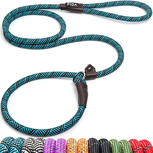Fida Durable Slip Lead Dog Leash, 6 FT x 1/2' Heavy Duty Loop Comfortable Strong Rope Leash for Large, Medium Dogs, No Pull Pet Training with Highly Reflective, Blue