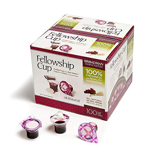 Broadman Church Supplies Pre-filled Communion Fellowship Cup, Juice and Wafer Set, 100 Count, Plastic