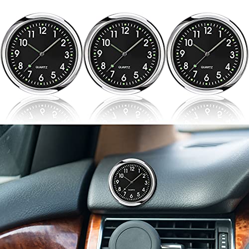 3 Pieces Car Mini Clock Car Dashboard Clocks Luminous Car Clock Pocket Stick-On Clock Cars Air Vent Clip Quartz Clocks Vehicle Dashboard Clock Mini Vehicle Clock Car Pocket Clock for Cars Boat Bike