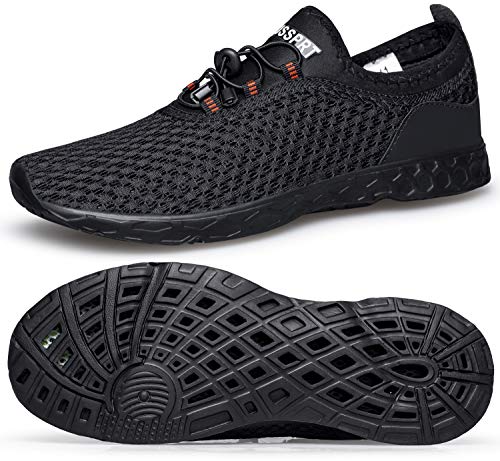 DOUSSPRT Men's Water Shoes Quick Drying Sports Aqua Shoes AllBlack Size 12