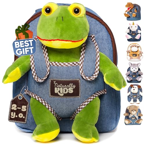 Frog Backpack for Toddler, Frog Toys for Kids 3-5, Frog Stuffed Animal