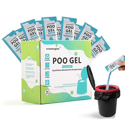 oceanengine Portable Toilet Absorbent Gel, Portable Toilet Powder Poo Urine Powder for Camping Outdoor Hiking (25 Packets)