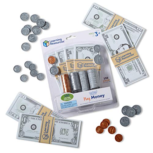 Learning Resources Pretend Play Money - 150 Pieces, Ages 3+ Play Money for Kids, Pretend Money for Kids, Play Money Set, Money and Banking Play Toys, Toddler Learning Toys