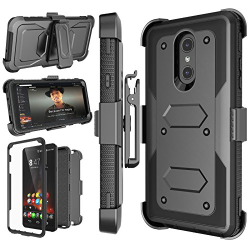 Njjex Compatible with LG Stylo 4 Case/LG Q Stylus Holster,[Nbeck] Heavy Duty Built-in Screen Protector Rugged Locking Swivel Belt Clip Kickstand Hard Phone Cover for LG Stylus 4/Stylo 4 Plus [Black]
