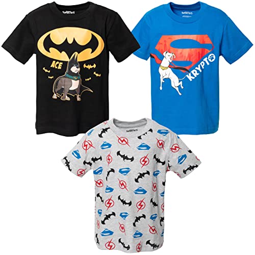 DC League of Super-Pets Ace Krypto Toddler Boys 3 Pack Performance Graphic T-Shirts Black/Blue/Gray 3T