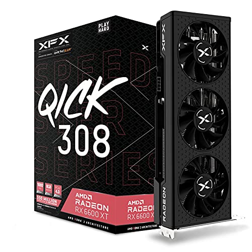 XFX Speedster QICK308 Radeon RX 6600 XT Black Gaming Graphics Card with 8GB GDDR6 HDMI 3xDP, AMD RDNA 2 RX-66XT8LBDQ