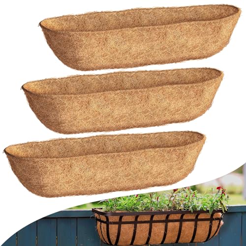 30 inch 3 Pack Trough Coco Liners, Natural Coconut Coir Fiber for Wall Basket Planters, Window Box Liners, Garden Planter Baskets, Fence Flower Baskets