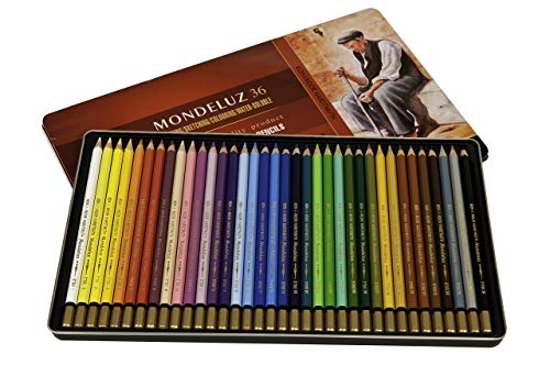 Koh-I-Noor Mondeluz Aquarelle Watercolor Pencil Set, 36 Assorted Colors in Tin, 1 Each (FA3725.36)