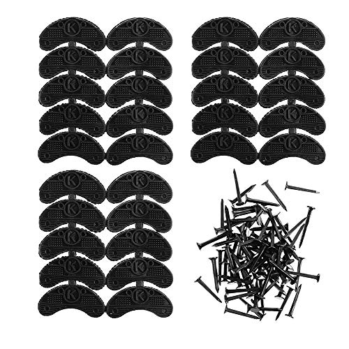 GOETOR Heel Plates 30 PCS Rubber Shoes Heel Taps Tips Repair Pad Replacement for Boots and Shoes with Nails (Black)