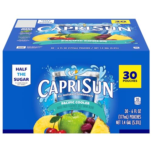 Capri Sun Pacific Cooler Mixed Fruit Naturally Flavored Kids Juice Drink Blend (30 ct Box, 6 fl oz Pouches)