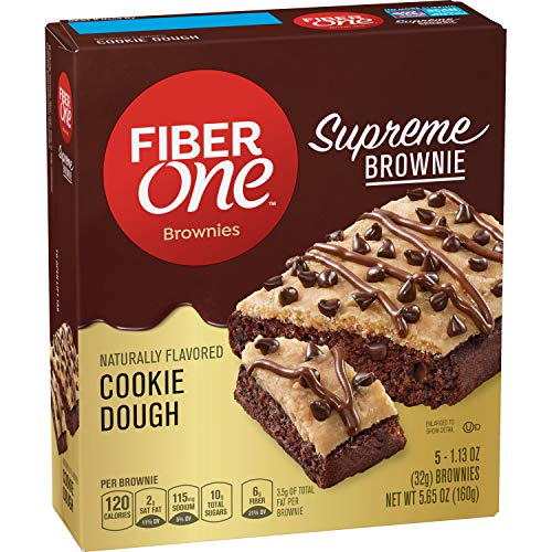 Fiber One Supreme Brownies, Cookie Dough, Snack Bars, 1.13 oz, 5 ct