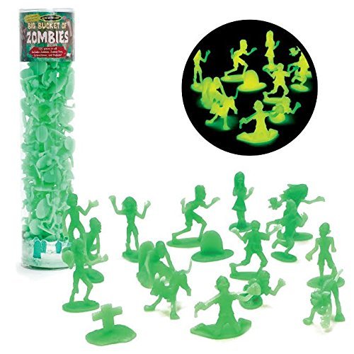 SCS Direct Zombie Action Figures -100 Glow in The Dark Zombies with 14 Unique Creatures - Includes Zombies, Zombie Pets, Gravestones, and Humans - Compatible with RPG Gameplay DND Dungeons Dragons