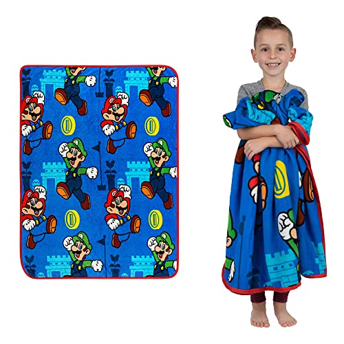 Franco Kids Bedding Super Soft Plush Throw Blanket, 46 in x 60 in, Mario