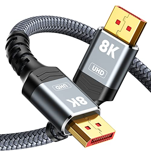 Capshi 8K 4K DisplayPort Cable, 6.6ft DP Cable 1.4 [VESA Certified, 8K@60Hz, 4K@144Hz, 2K@240Hz], Bradied High Speed Display Port Cable 144Hz, for Gaming Monitor, HDR/FreeSync/G-Sync, Graphics Card