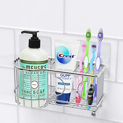 SimpleHouseware 6 Slots Toothbrush Holder Adhesive Wall Organizer, Chrome