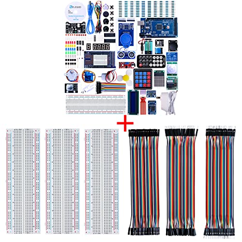 ELEGOO Mega R3 Project The Most Complete Ultimate Starter Kit and ELEGOO 3pcs Breadboard 830 Point Solderless Prototype PCB Board Kit and ELEGOO 120pcs Multicolored Dupont Wire