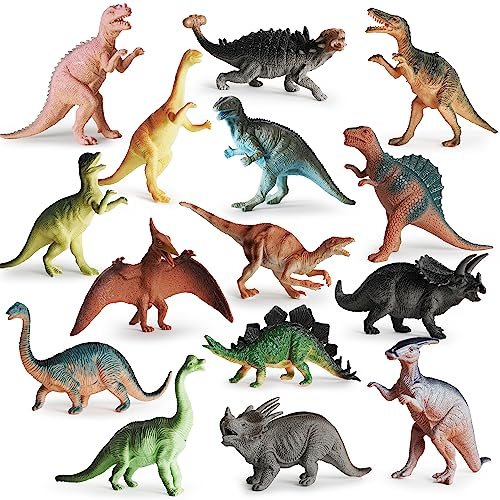BOLEY Monster (15-Pack) Large 7' Toy Dinosaurs Set - Enormous Variety of Authentic Type Plastic Dinosaurs - Great as Dinosaur Party Supplies, Birthday Party Favors, and More
