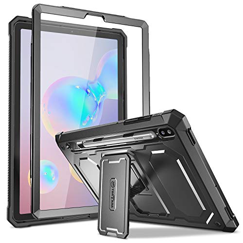 Fintie Shockproof Case for Samsung Galaxy Tab S6 10.5' 2019 (Model SM-T860/T865/T867), Tuatara Rugged Unibody Hybrid Full Protective Bumper Kickstand Cover with Built-in Screen Protector, Black