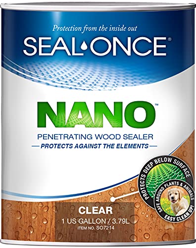 Seal-Once Nano Penetrating Wood Sealer - Premium Waterproof Sealant - 1 Gallon Clear Wood Sealant