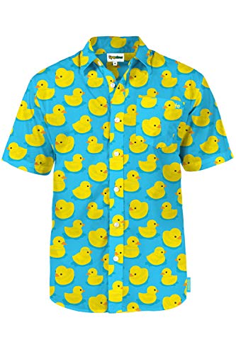 Tipsy Elves Men's Vacation Rubber Ducky Hawaiian Shirt Size Large
