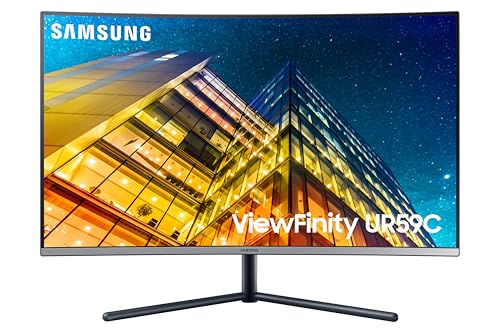 SAMSUNG 32' UR59 Series ViewFinity 4K UHD (3840x2160) Computer Monitor, Curved, HDMI, Display Port, 3-sided border-less, Eye Saver Mode LU32R590CWNXZA, Black