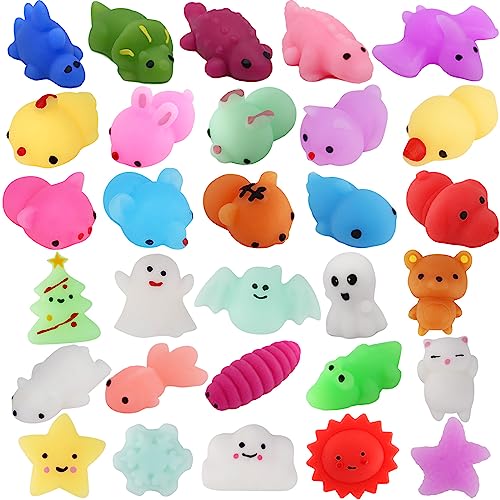 Resumplan Mochi Squishy Toys, 30 PCS Party Favors for Kids,Kawaii Squishies Stress Reliever Anxiety Toys, for Birthday, Halloween, Easter, Christmas,Classroom Prizes and Any Party Favor Sets