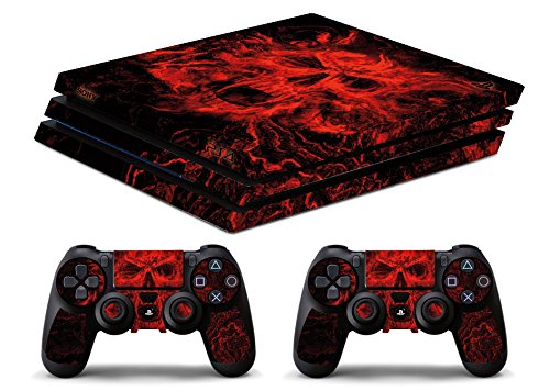 Skin Ps4 PRO - Skull Flames RED - Limited Edition Decal Cover ADESIVA Playstation 4 Slim Sony Bundle