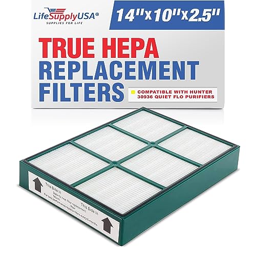 LifeSupplyUSA HEPAtech Filter Replacement Compatible with Hunter 30936 Quiet Flo Air Purifiers 30058 30085 30090 30095 30105 30117 30119 30130 36095 36117 36127 37090 30999