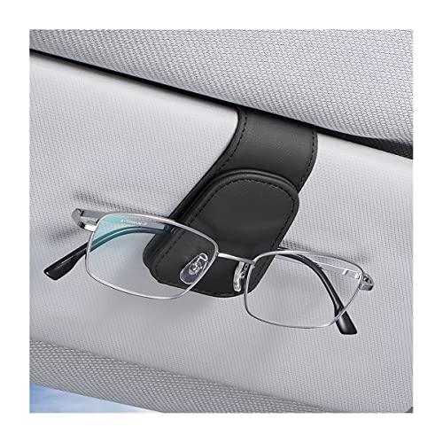 AICEL Sunglasses Holders for Car Sun Visor, Leather Eyeglasses Hanger Mounter, Magnetic Glasses Holder and Ticket Card Clip, Auto Interior Accessories Universal for SUV Pickup Truck