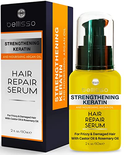 Keratin Hair Serum - Heat Protection Treatment and Anti Frizz Control - Protectant Oil and Straightener for Frizzy and Damaged Split Ends - Smoothing Products for Shine, Advanced Care for Women