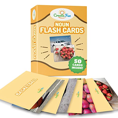 Noun Flash Cards Volume 1-50 Educational Flash Cards for Children and Adults - Fun Vocabulary Builder Flash Cards for Speech Therapy, ESL, Occupational Therapy, and More