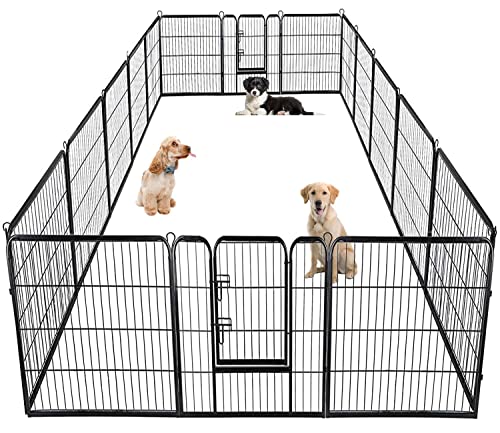 BestPet Dog Playpen Pet Dog Fence 40 inch Height 16 Panels Metal Dog Pen Outdoor Exercise Pen with Doors,Pet Puppy Playpen for RV,Camping,Yard