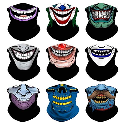 VCZUIUC Headwear Bandana Head Wrap Face Scarf Mask Neck Warmer Balaclava for Sports (One Size, 9PCS Skull Series-3)
