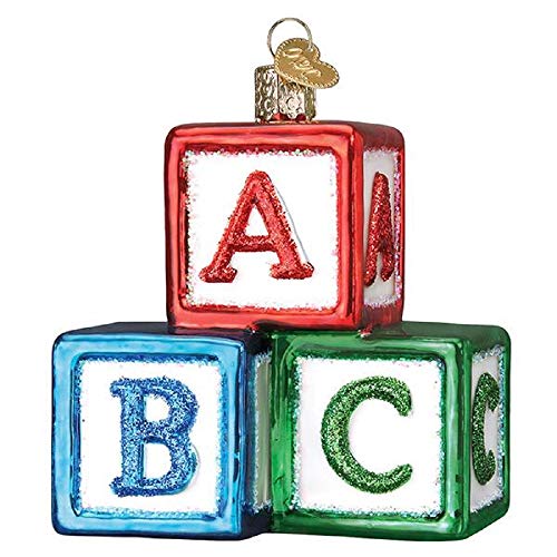 Old World Christmas ABC Blocks Blown Glass 2020 Unique Christmas Ornaments for Christmas Tree Decorations