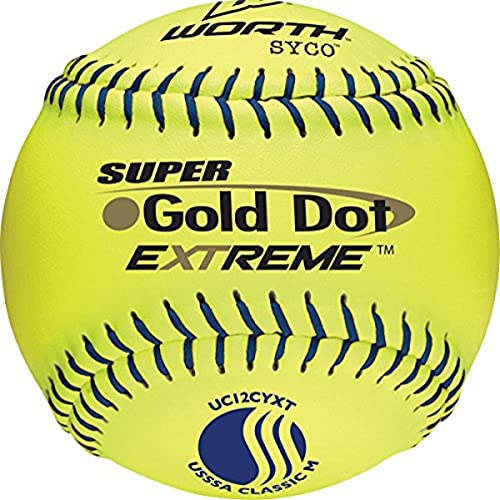 Worth 12' SYCO Gold Dot Extreme / Classic M USSSA Slowpitch Softball, Box of 12