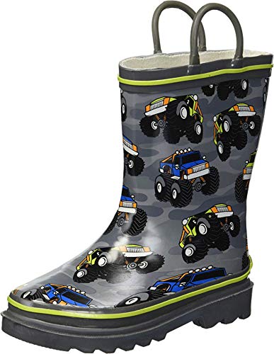 Western Chief Kids boys Waterproof Printed Rain Boot, Monster Crusher, 9-10 M US Toddler