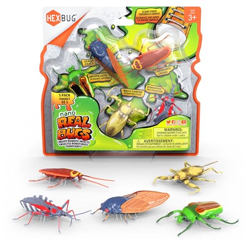 HEXBUG Nano Real Bugs 5-Pack, Fake Insect Toy Figures, Sensory Toys for Kids & Cats, STEM Toys for Boys & Girls Aged 3 & Up